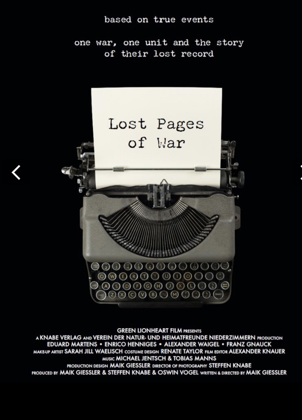 Filmplakat – Lost Pages of War